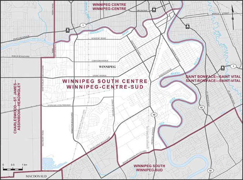Map of Winnipeg South Centre electoral district
