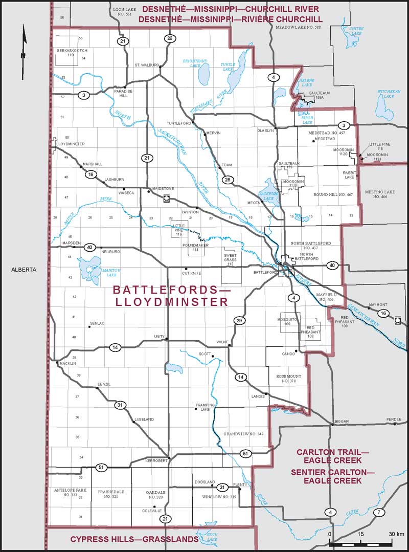 Map of Battlefords—Lloydminster electoral district