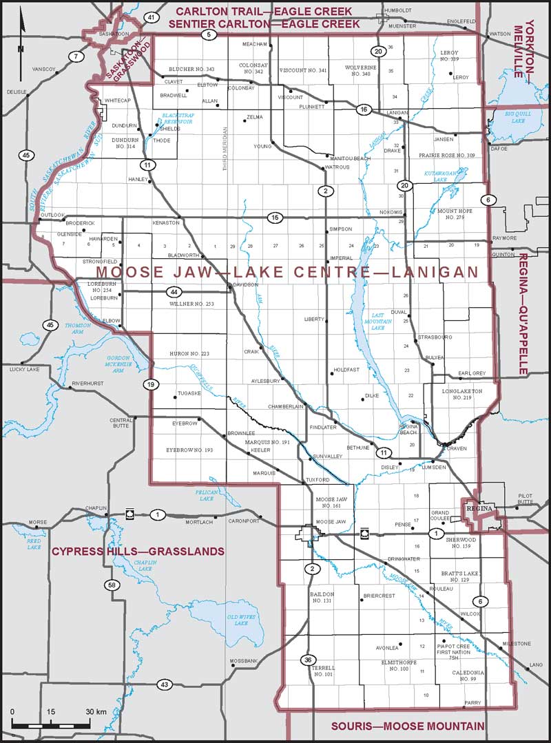 Map of Moose Jaw—Lake Centre—Lanigan electoral district