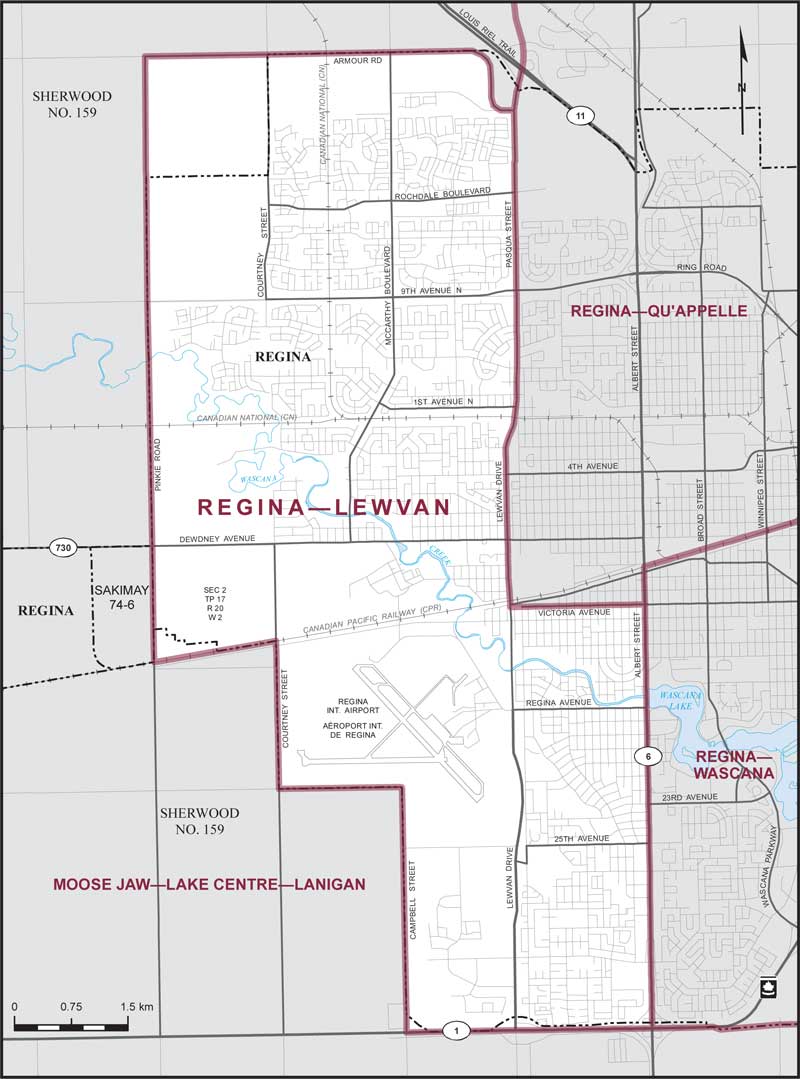 Map of Regina—Lewvan electoral district