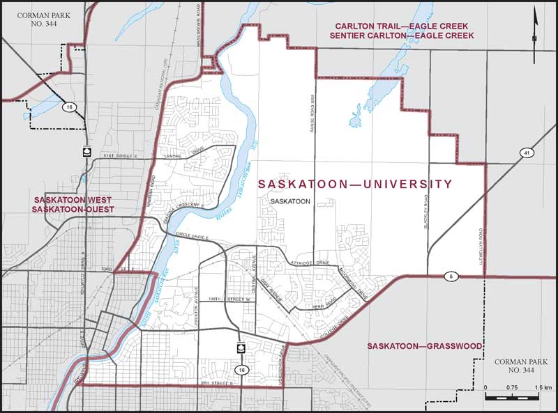 Map of Saskatoon—University electoral district