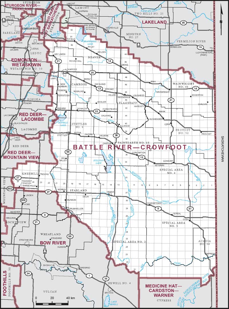 Map of Battle River—Crowfoot electoral district