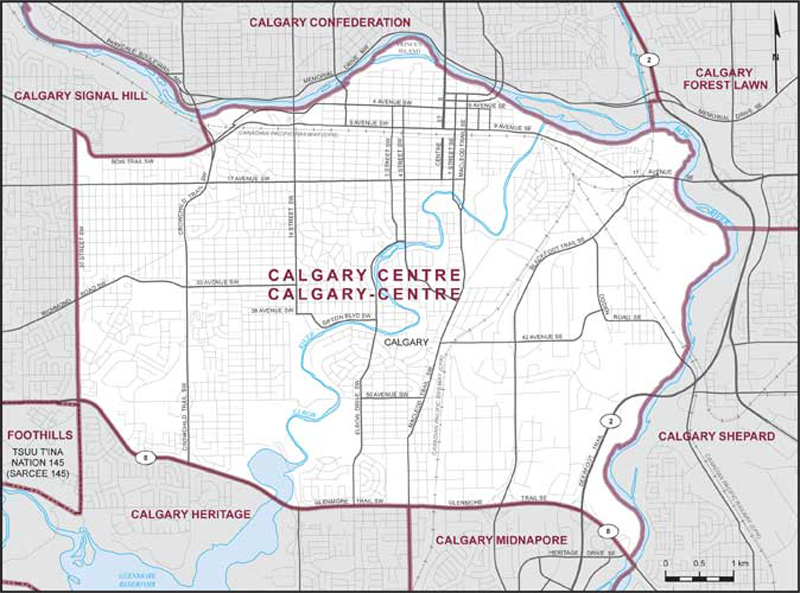 Map of Calgary Centre electoral district