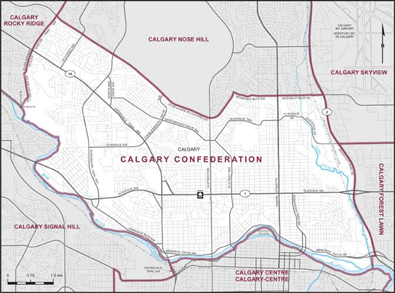 Map of Calgary Confederation electoral district