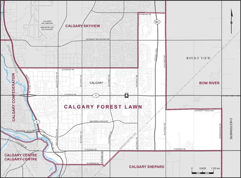 Map of Calgary Forest Lawn electoral district