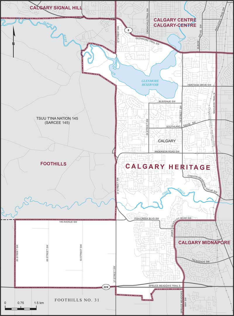 Map of Calgary Heritage electoral district