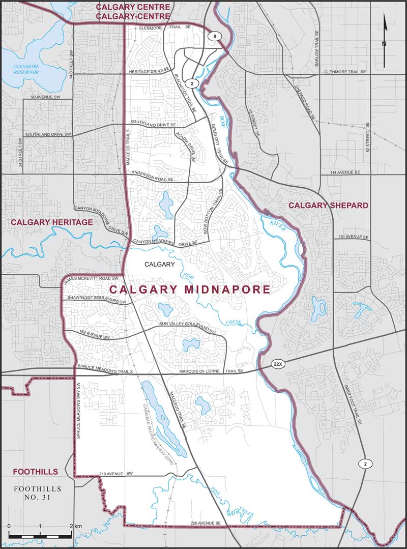 Map of Calgary Midnapore electoral district