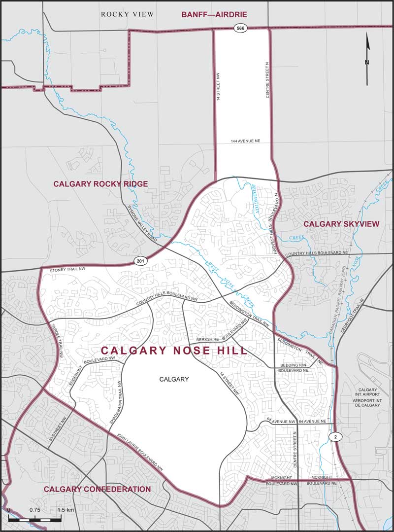 Map of Calgary Nose Hill electoral district