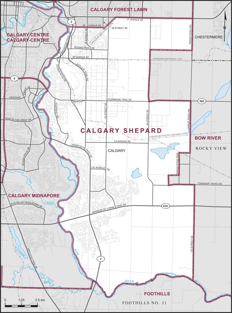 Map of Calgary Shepard electoral district