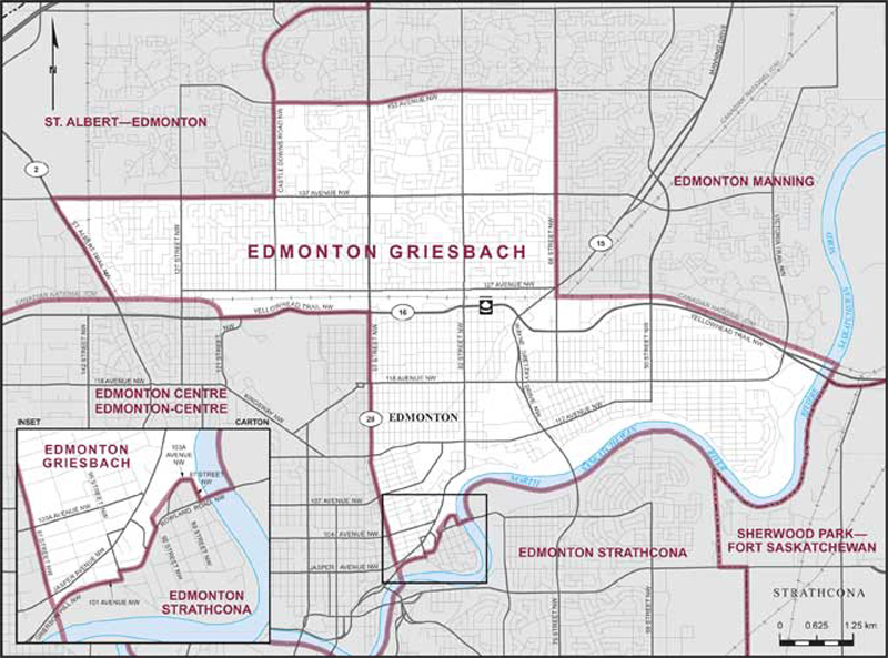 Map of Edmonton Griesbach electoral district