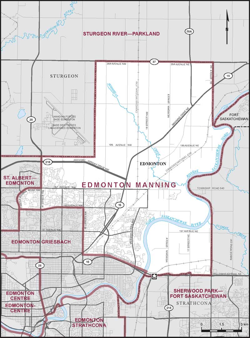 Map of Edmonton Manning electoral district