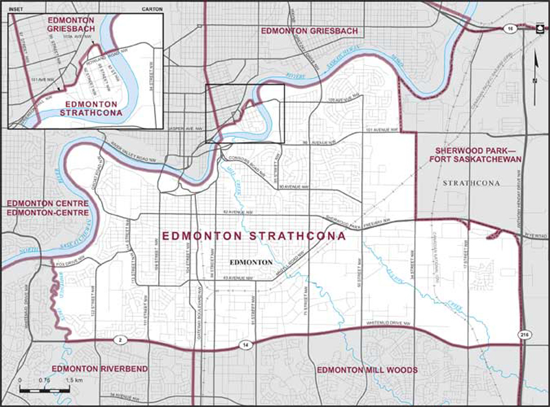 Map of Edmonton Strathcona electoral district