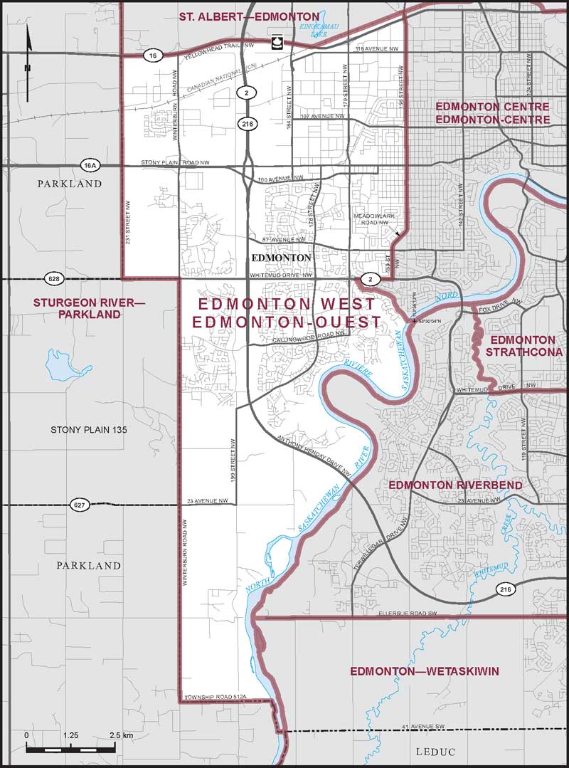 Map of Edmonton West electoral district