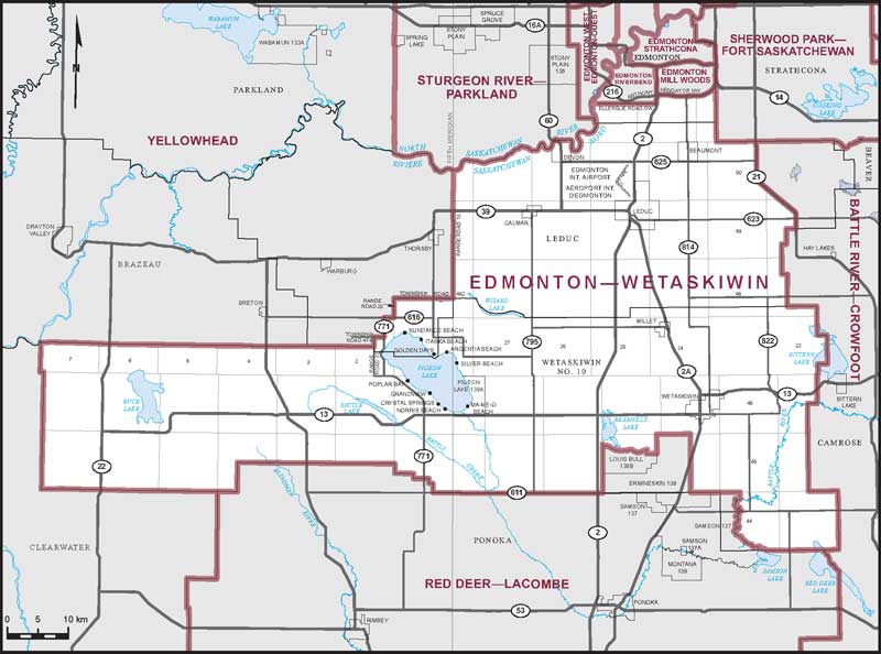 Map of Edmonton—Wetaskiwin electoral district