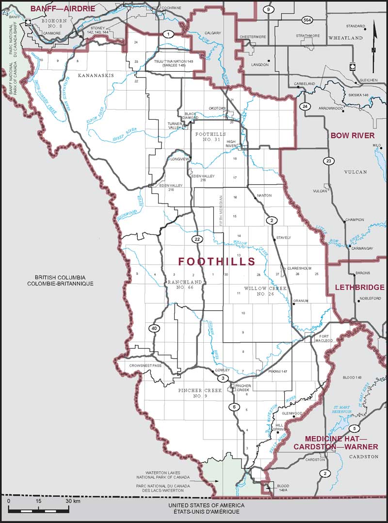 Map of Foothills electoral district