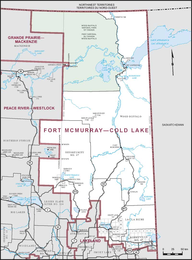 Map of Fort McMurray—Cold Lake electoral district
