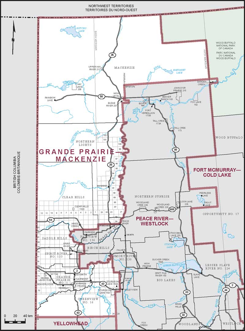 Map of Grande Prairie—Mackenzie electoral district