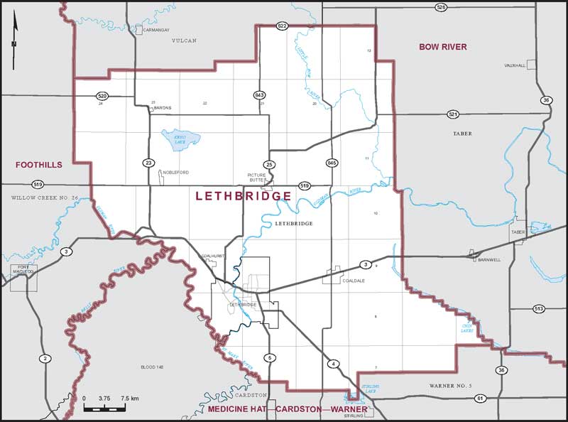 Map of Lethbridge electoral district