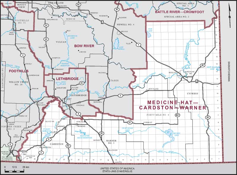 Map of Medicine Hat—Cardston—Warner electoral district