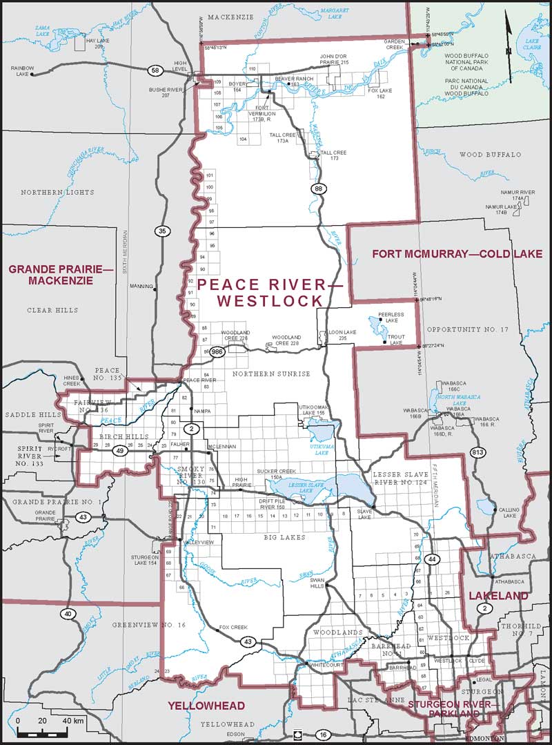 Map of Peace River—Westlock electoral district