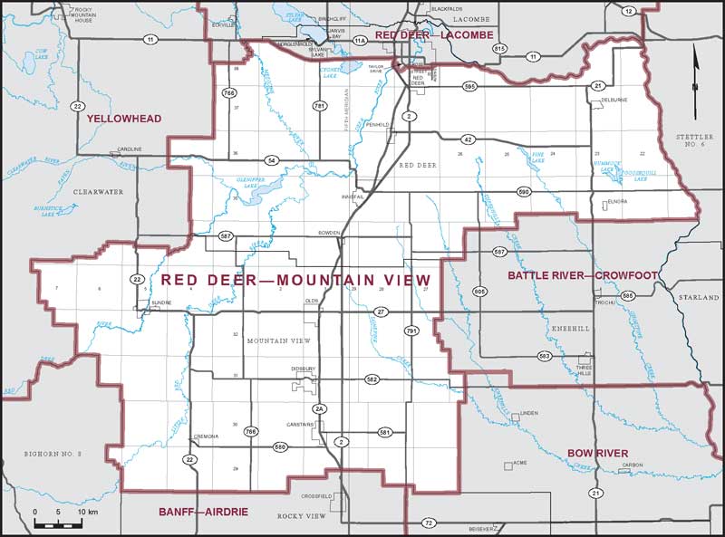 Map of Red Deer—Mountain View electoral district