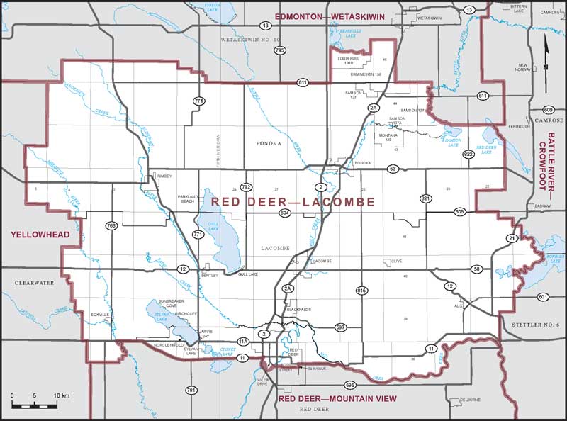 Map of Red Deer—Lacombe electoral district
