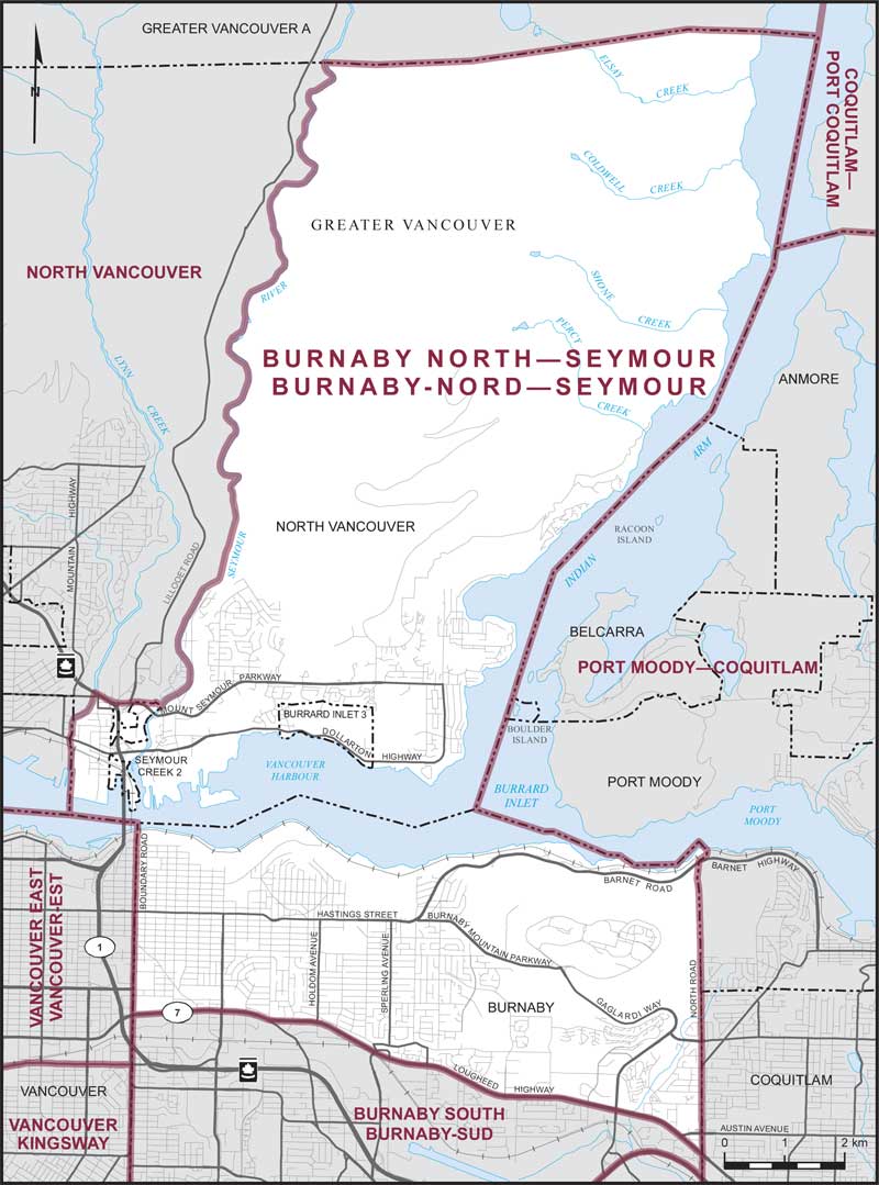 Map of Burnaby North—Seymour electoral district