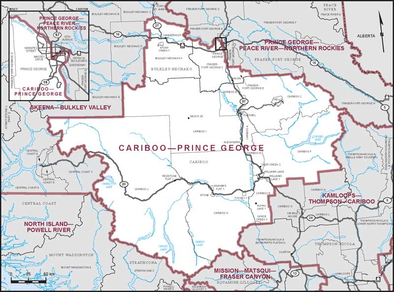 Map of Cariboo—Prince George electoral district