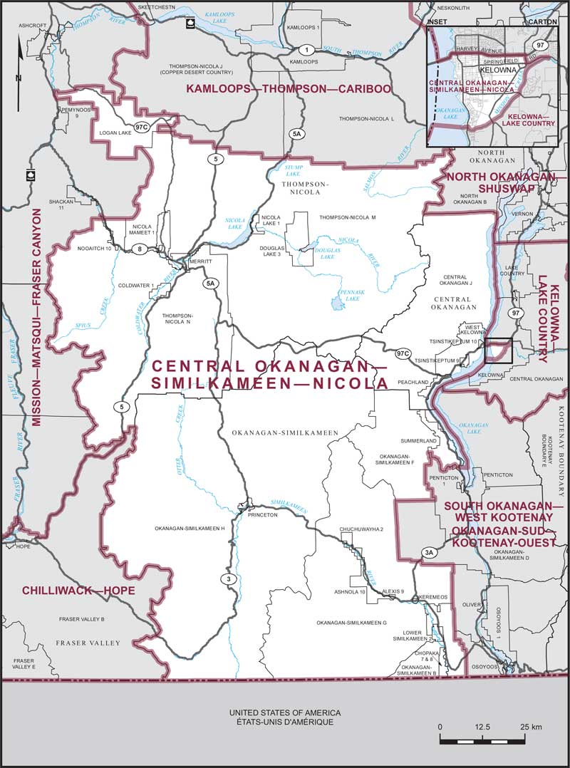 Map of Central Okanagan—Similkameen—Nicola electoral district