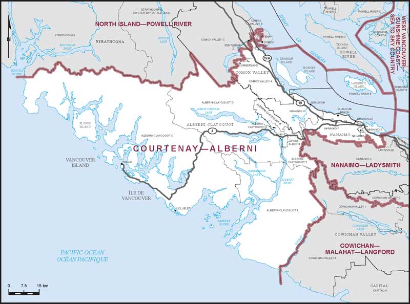 Map of Courtenay—Alberni electoral district