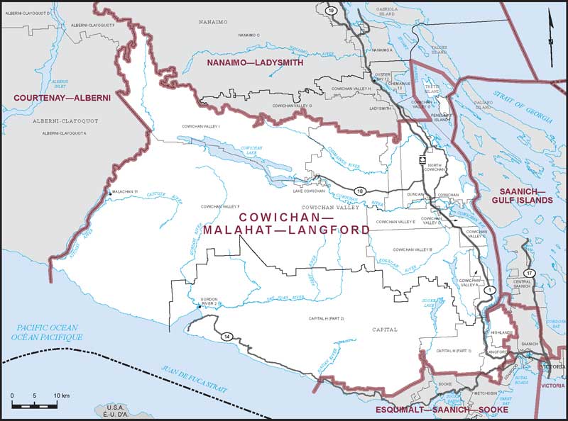 Map of Cowichan—Malahat—Langford electoral district