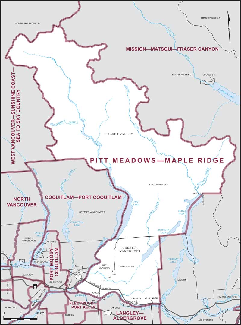 Map of Pitt Meadows—Maple Ridge electoral district
