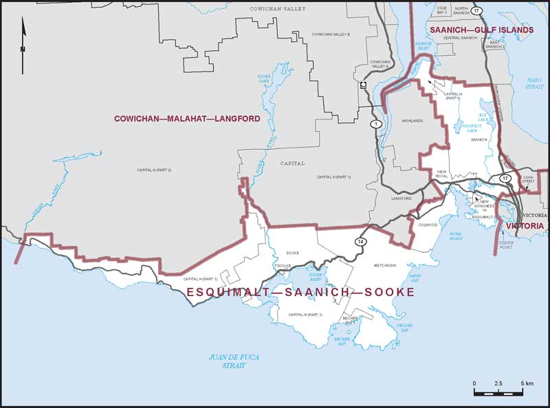 Map of Esquimalt—Saanich—Sooke electoral district