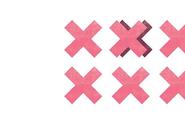 Two rows of pink X's.