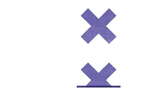 A vertical line with two purple "X's".
