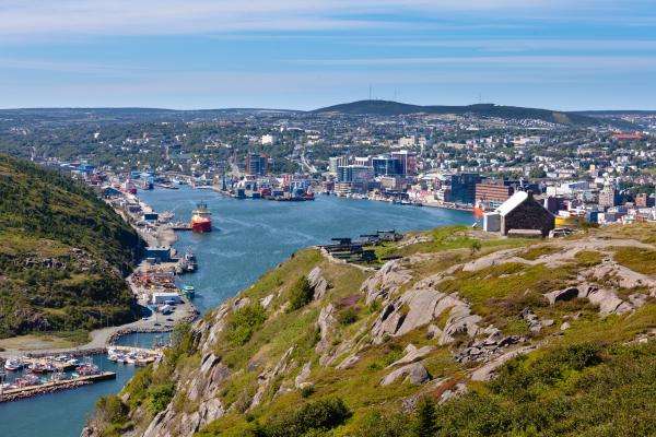 Signal Hill, overlooking the harbor and town of St. John’s, Newfoundland and Labrador