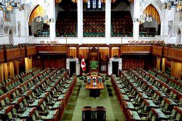 House of Commons of Canada. No one is present, the House is empty. 